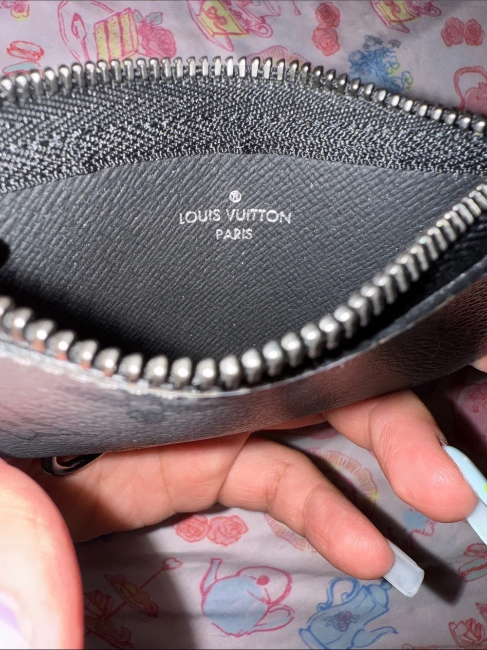 Louis Vuitton Black Monogram Zip Key Pouch with Clip